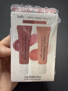 BDB BILLION DOLLAR BEAUTY LIP BALM DUO, Strawberry & Watermel(0.5 fl. oz. EACH)